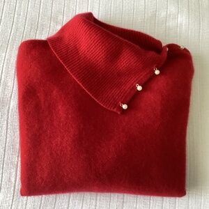 Mainbocher Red Cashmere Sweater Women's XL Holiday XMAS Preppy Classic